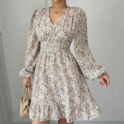 Printed Long-sleeve Dress