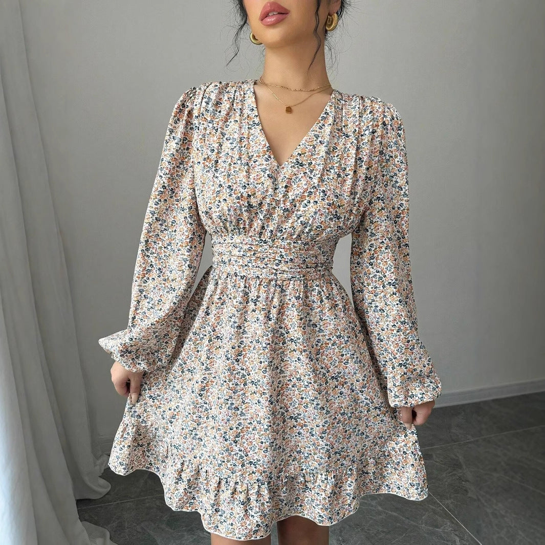 Printed Long-sleeve Dress
