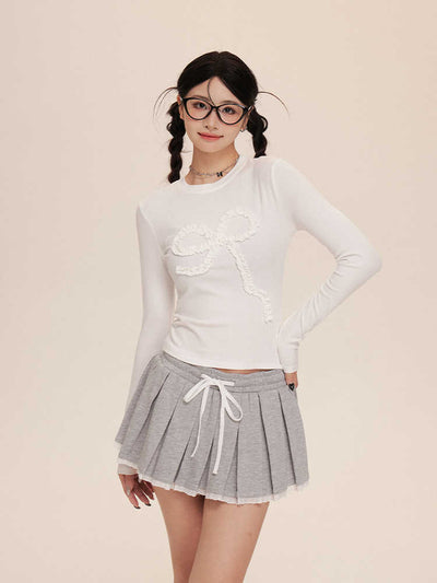 Line Pleated Short Skirt For Women