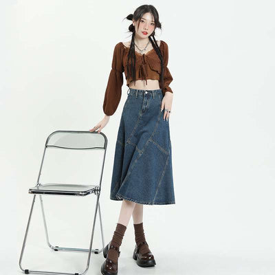 High Waist Denim Skirt For Women