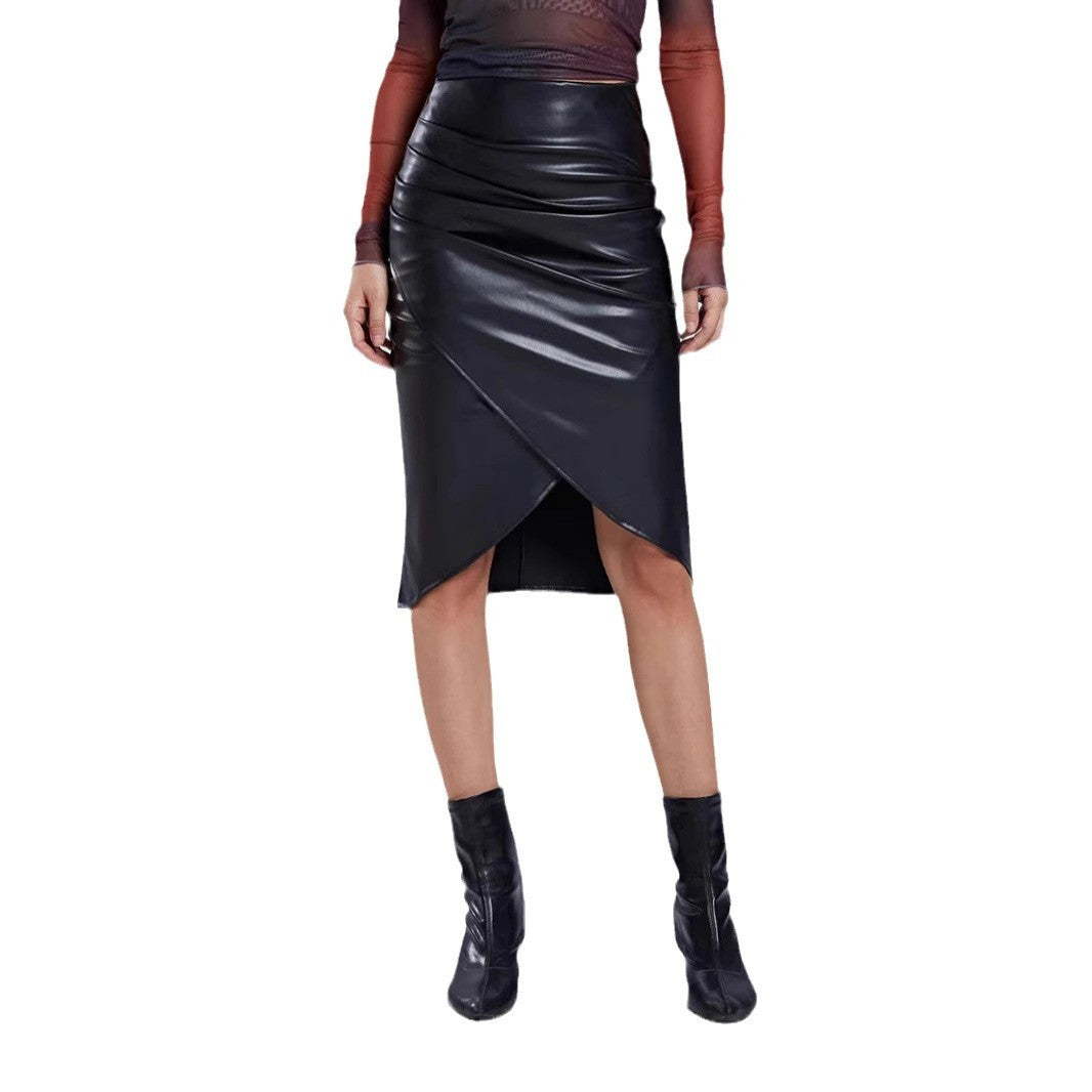 Split Leather Skirt For Women