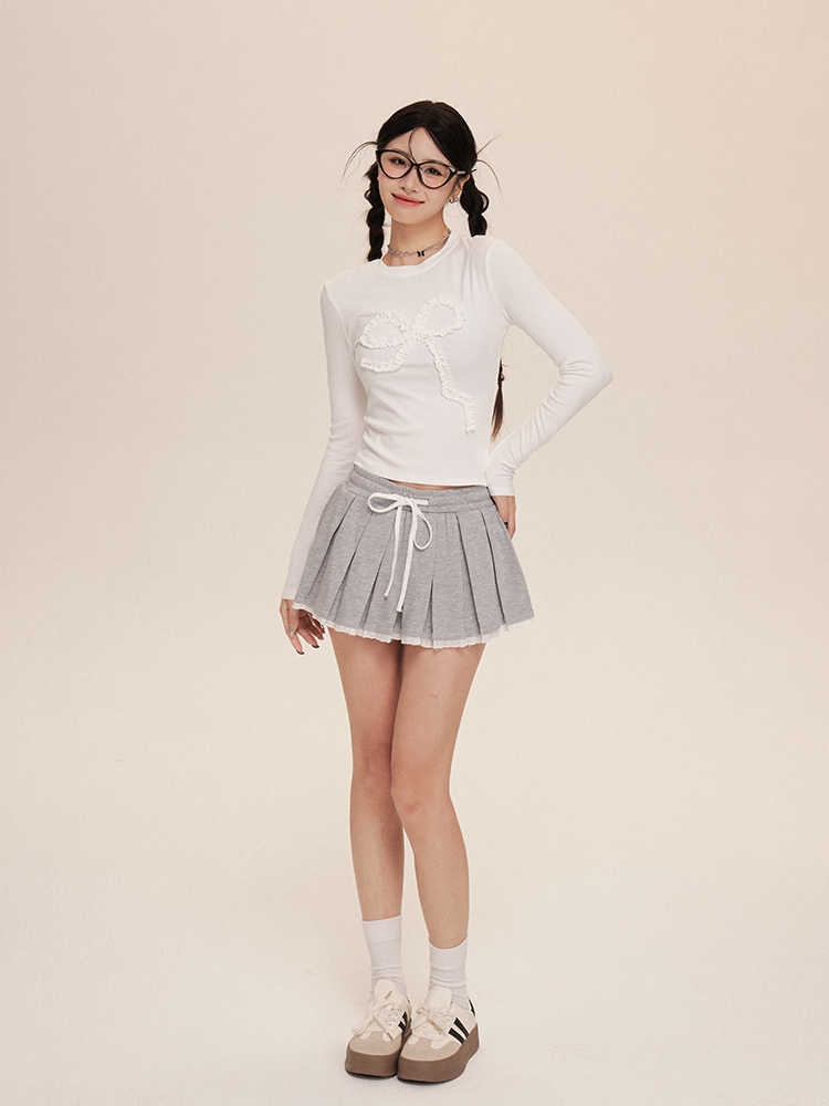 Line Pleated Short Skirt For Women