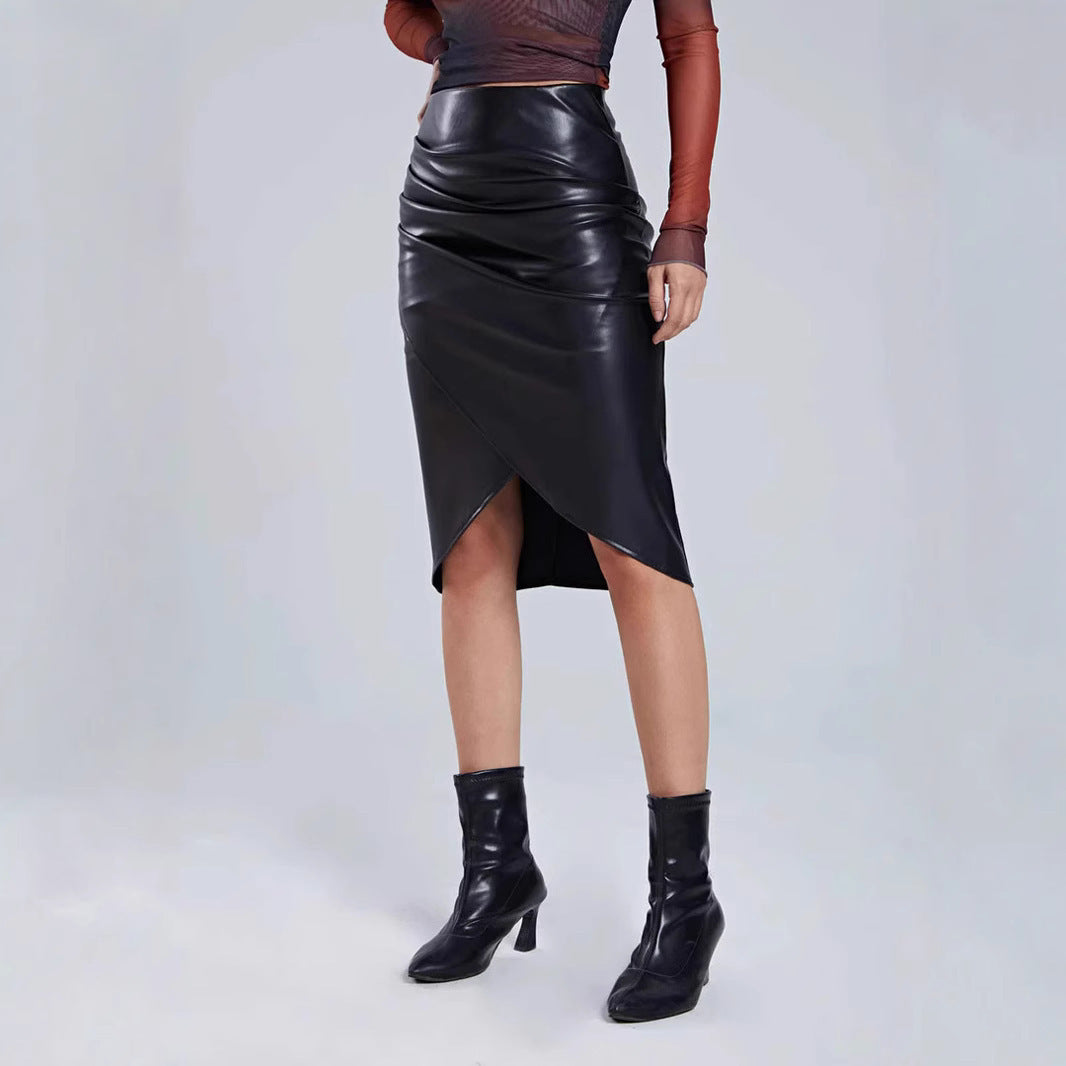 Split Leather Skirt For Women