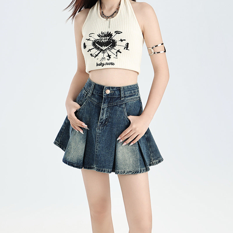 All-matching Vintage Denim Skirt Women's