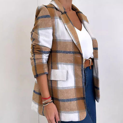 Single Breasted Plaid Wool Coat