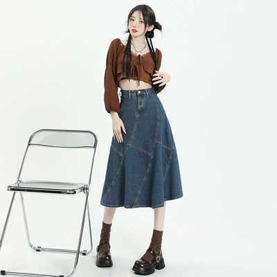 High Waist Denim Skirt For Women