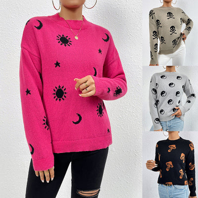 Jacquard Round Neck Sweater