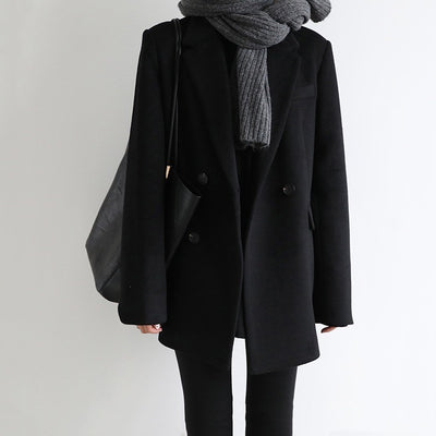 Women's Wide Shoulder Woolen Coat